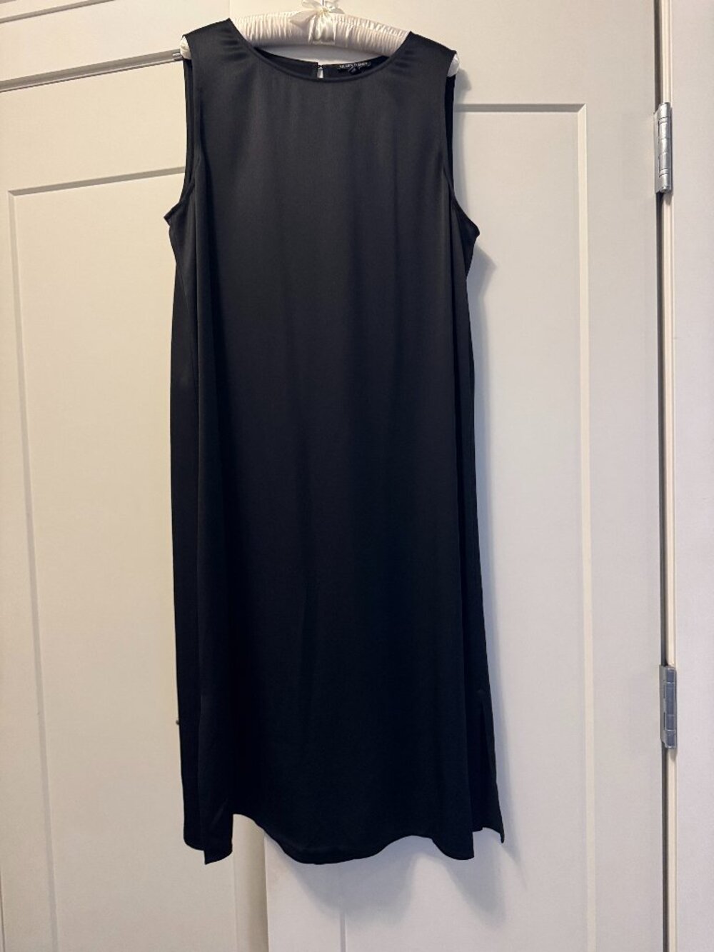 Eileen Fisher 100% Silk Black Sleeveless Maxi Dress Size L